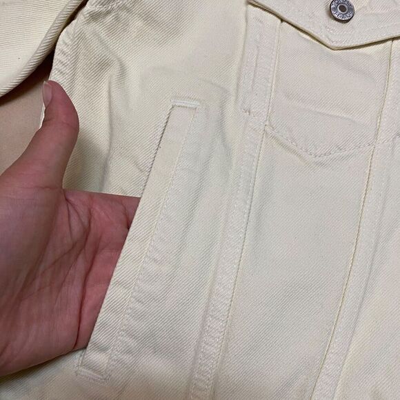 Tommy Hilfiger Jeans Jacket WMNS L Pale Yellow 90’s Girlfriend‎ Trucker Denim - Picture 10 of 15